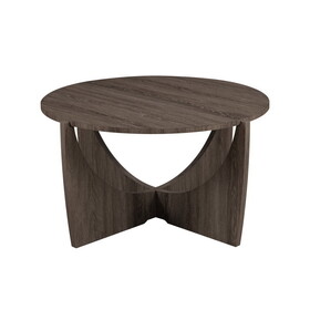 Contemporary Open Arch-Base Round Coffee Table - Cerused ash