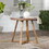 Contemporary Solid Wood Slat-Top Round Patio Dining Table - Black Wash