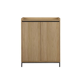 Contemporary Minimalist 2-Door Accent Cabinet - Coastal Oak