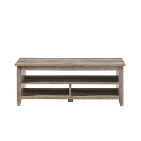 Coastal Grooved Panel Coffee Table with Lower Shelf - Grey Wash