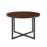 Mid-Century Modern Metal and Wood Round Dining Table - Dark Walnut B185P169069