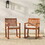 Contemporary 2-Piece Solid Wood Slat-Back Patio Dining Chairs - Brown