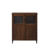 Modern Grooved-Door Accent Cabinet - Dark Walnut