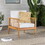 Contemporary Cushioned Eucalyptus Wood Patio Accent Chair - Brown