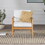 Contemporary Cushioned Eucalyptus Wood Patio Accent Chair - Natural