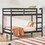 Modern Simple Solid Wood Twin over Twin Bunk Bed, Black