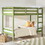 Modern Simple Solid Wood Twin over Twin Bunk Bed, Olive Green