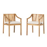Modern 2-Piece Solid Acacia Wood Dining Chairs - Natural