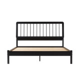 Mid-Century Modern Solid Wood Queen Spindle Bed - Black B185P169114