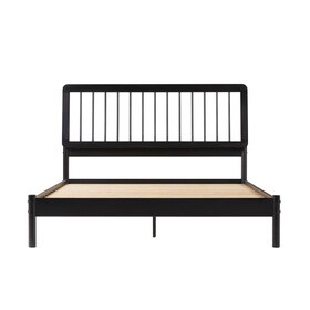 Mid-Century Modern Solid Wood Queen Spindle Bed - Black B185P169114