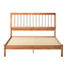 Mid-Century Modern Solid Wood Queen Spindle Bed - Caramel B185P169115