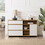 Contemporary Detailed-Door Sideboard with Open Storage - Coastal Oak / Solid White