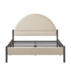 Modern Upholstered Curved Headboard Queen Bedframe - Oatmeal B185P169160
