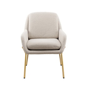 Contemporary Upholstered Boucle Minimalist Accent Chair - Cream / Gold