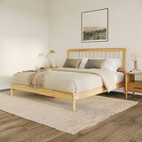 Mid-Century Modern Solid Wood King Spindle Bed - Natural Pine B185P169175