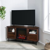 Modern Angled-Side Fireplace Corner TV Stand for TVs up to 10015