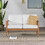 Contemporary Cushioned Eucalyptus Wood Patio Loveseat - Brown