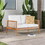 Contemporary Cushioned Eucalyptus Wood Patio Loveseat - Brown