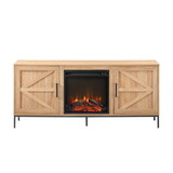 Modern Farmhouse Barn Door Fireplace TV Stand for TVs up to 65 inches - Coastal Oak B185P169193