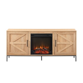 Modern Farmhouse Barn Door Fireplace TV Stand for TVs up to 65 inches - Coastal Oak B185P169193