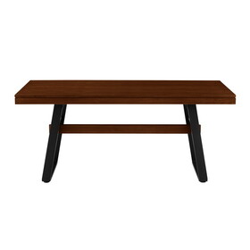 Modern Industrial Metal and Wood Large Dining Table - Dark Walnut