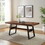 Modern Industrial Metal and Wood Large Dining Table - Dark Walnut