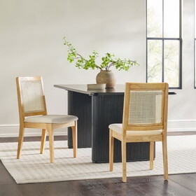 Modern Solid Wood Dining Chair with Rattan Inset Back, Set of 2, Natural B185P169228