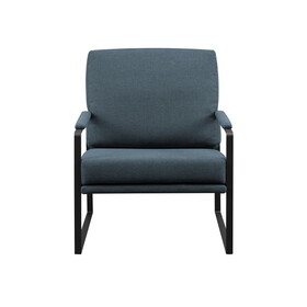 Contemporary Square Metal Frame Accent Chair - Indigo Blue / Black