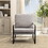 Contemporary Square Metal Frame Accent Chair - Mushroom / Black