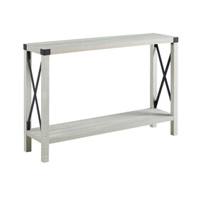 Modern Farmhouse Metal-X Entry Table with Lower Shelf - Stone Grey
