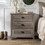 Transitional Farmhouse Framed 3-Drawer Nightstand with Cup Handles - Grey Wash