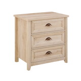 Transitional Farmhouse Framed 3-Drawer Nighstand with Cup Handles - White Oak