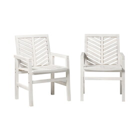 Modern Chevron Patio Chairs, Set of 2 - White Wash