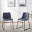 Industrial Faux Leather Dining Chairs, Set of 2 - Blue