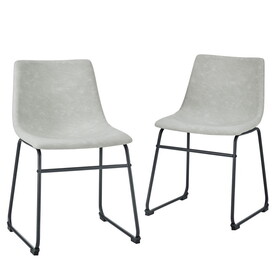 Industrial Faux Leather Dining Chairs, Set of 2 - Grey
