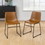 Industrial Faux Leather Dining Chairs, Set of 2 - Whiskey Brown