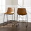 Industrial Faux Leather Counter Stools, Set of 2 - Whiskey Brown