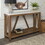 Farmhouse A-Frame Faux Marble Entry Table with Lower Shelf - Faux White Marble/Walnut