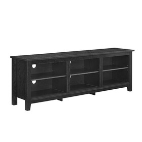Modern Transitional 3-Shelf Open Storage 70" TV Stand for 80" TVs - Black
