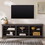 Modern Transitional 3-Shelf Open Storage 70" TV Stand for 80" TVs - Charcoal