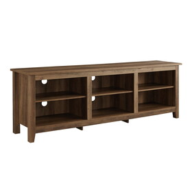 Modern Transitional 3-Shelf Open Storage 70" TV Stand for 80" TVs - Rustic Oak