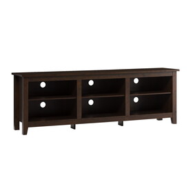 Modern Transitional 3-Shelf Open Storage 70" TV Stand for 80" TVs - Brown