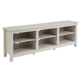 Modern Transitional 3-Shelf Open Storage 70" TV Stand for 80" TVs - White Wash