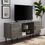 Mid-Century Modern 2-Door 60" TV Stand for 65" TVs with Glass Shelf - Slate Grey