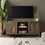 Farmhouse Barn Door TV Stand for TVs up to 65" - Rustic Oak