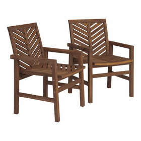Modern 2-Piece Chevron Patio Chairs - Dark Brown