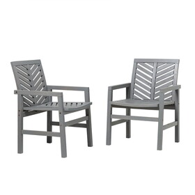 Modern 2-Piece Chevron Patio Chairs - Grey Wash