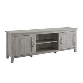 Modern Farmhouse 2-Door Grooved 70" TV Stand for 85" TVs - Stone Grey
