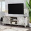 Rustic Farmhouse Double Barn Door 70" TV Stand for 80" TVs with Center Shelves - Stone Grey