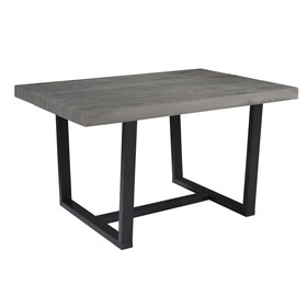 Rustic Metal and Solid Distressed Dining Table - Grey